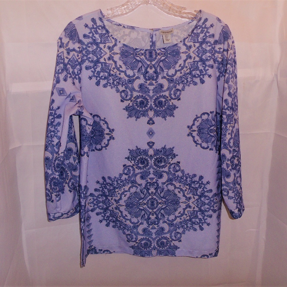 Medallion Print Bohoish Lagenlook 3/4 Sleeve Tunic